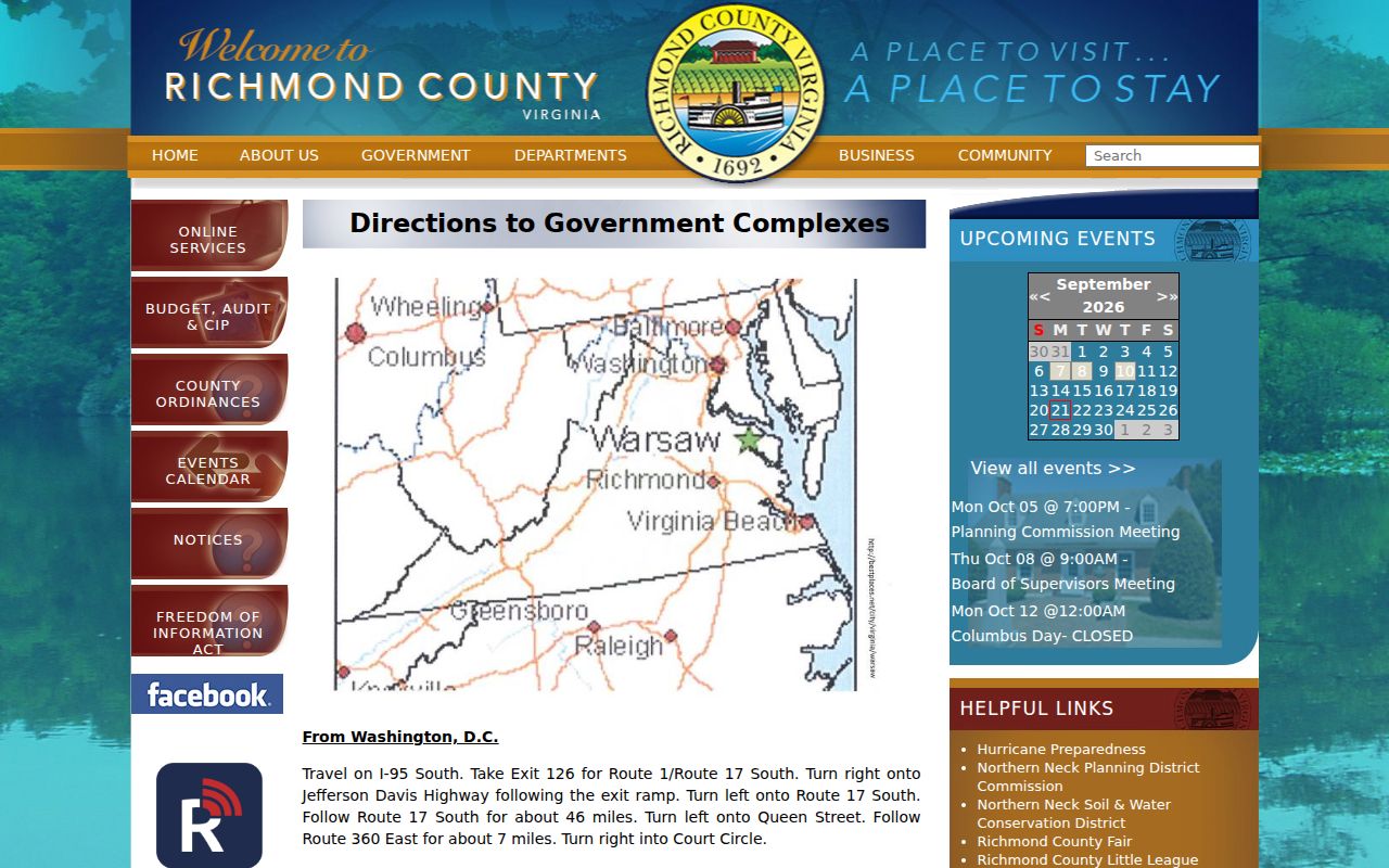 Richmond County Court Circle directions and government-complex information